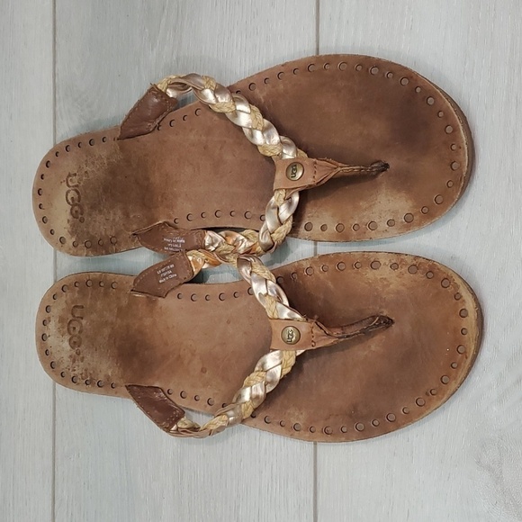 Ugg Australia Women Classic Comfort Leather Sandals Thong shoes sz 9 - Picture 4 of 10